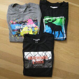 Abercrombie Kids Boys Short Sleeve T-shirts Sz 13/14 Bundle of 3 Black Grey Tees
